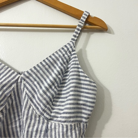 Universal Thread M Striped Babydoll Linen Blend Coastal Chic Beachy Crop Top - Picture 2 of 9